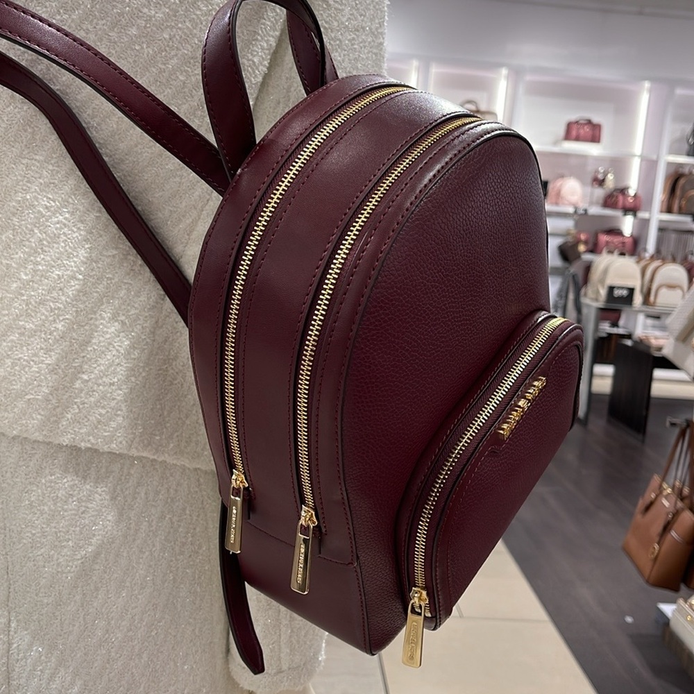 Michael Kors Jaycee Medium Pebbled Leather Backpack
 Oxblood/Golden 
NWT - Picture 8 of 16